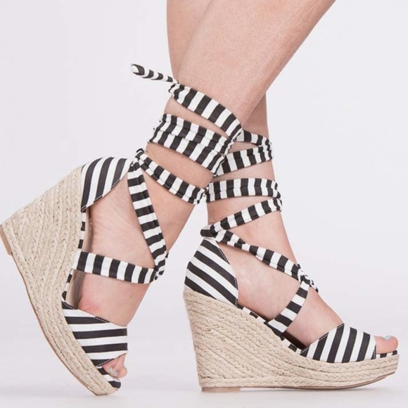 Huiyuzhi Womens Lace Up Platform Wedge Espadrille Sandals Open Toe Size: 7.5 - Picture 2 of 10